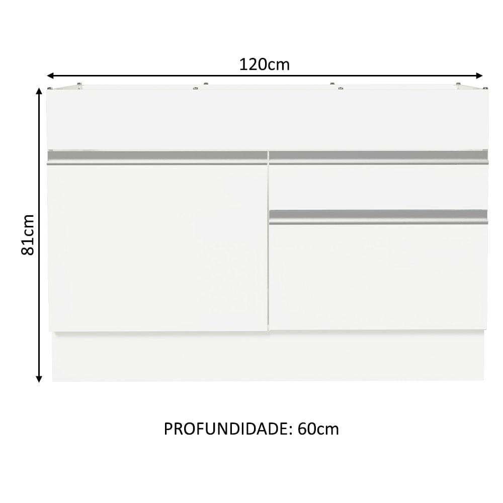 Foto 3 pulgar | Mueble de Cocina 120 x 60 cm 1 Puerta 2 Cajones Glamy Madesa