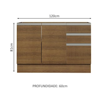 Foto 2 | Mueble de Cocina Madesa Glamy - Mostrador para Fregadero 120 cm x 60 cm