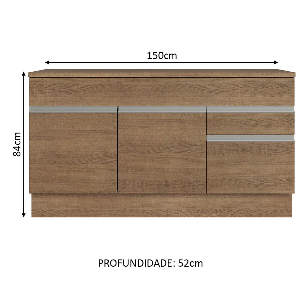 Foto 4 pulgar | Mueble De Cocina Madesa Glamy 150 Cm 2 Cajones 2 Puertas (con Tablero) Marrón