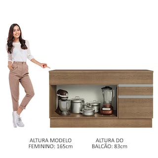 Foto 5 | Mueble De Cocina Madesa Glamy 150 Cm 2 Cajones 2 Puertas (con Tablero) Marrón