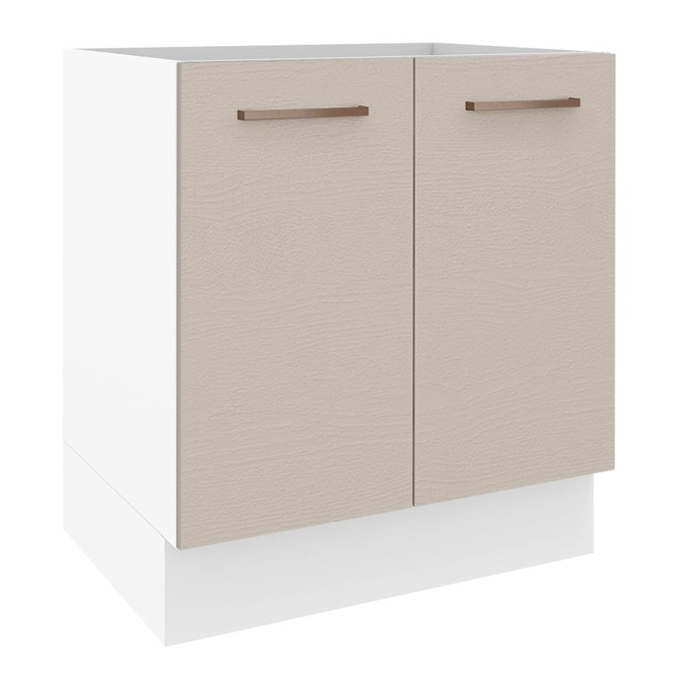 Mueble de Cocina 70 x 60 cm 2 Puertas sin Tablero Blanco y Crema Agata Madesa