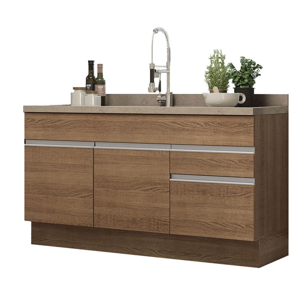 Mueble de Cocina Madesa Glamy 150 cm 2 Cajones 2 Puertas sin Tablero ni Fregadero Marrón