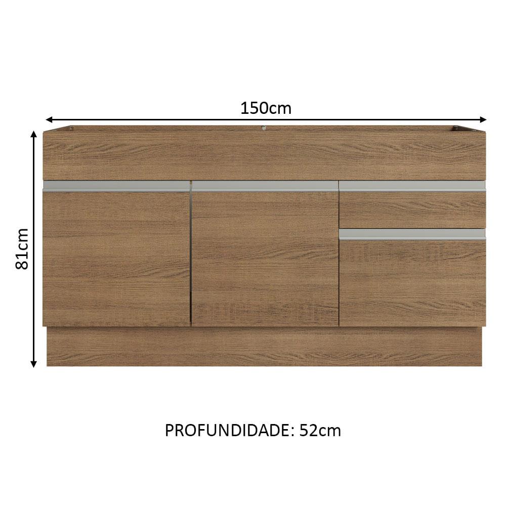 Foto 3 | Mueble de Cocina Madesa Glamy 150 cm 2 Cajones 2 Puertas sin Tablero ni Fregadero Marrón