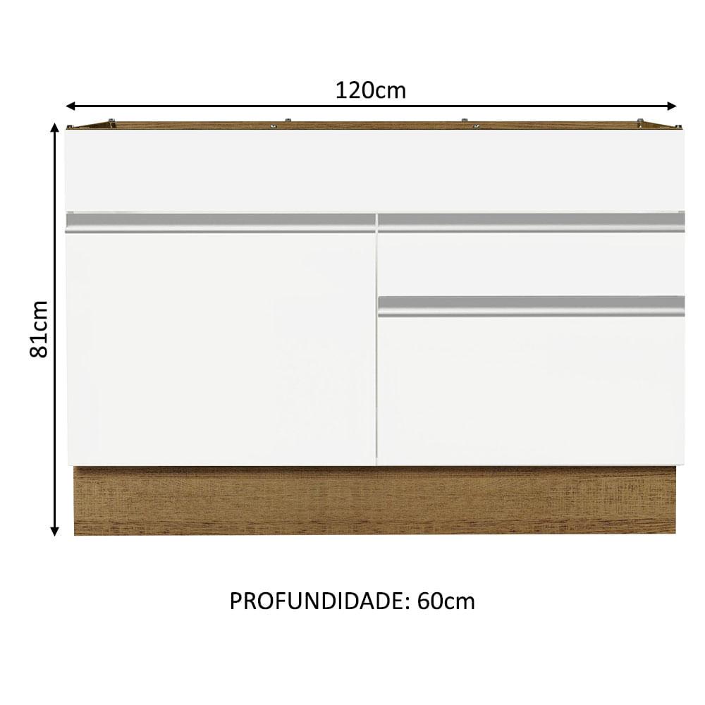 Foto 3 pulgar | Mueble de Cocina 120 x 60 cm 1 Puerta 2 Cajones sin Tablero Glamy Madesa