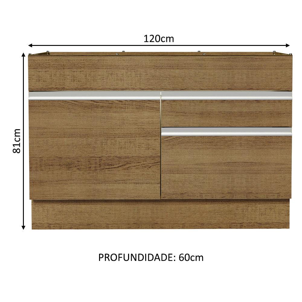 Foto 3 pulgar | Mueble de Cocina 120 x 60 cm 1 Puerta 2 Cajones Glamy Madesa