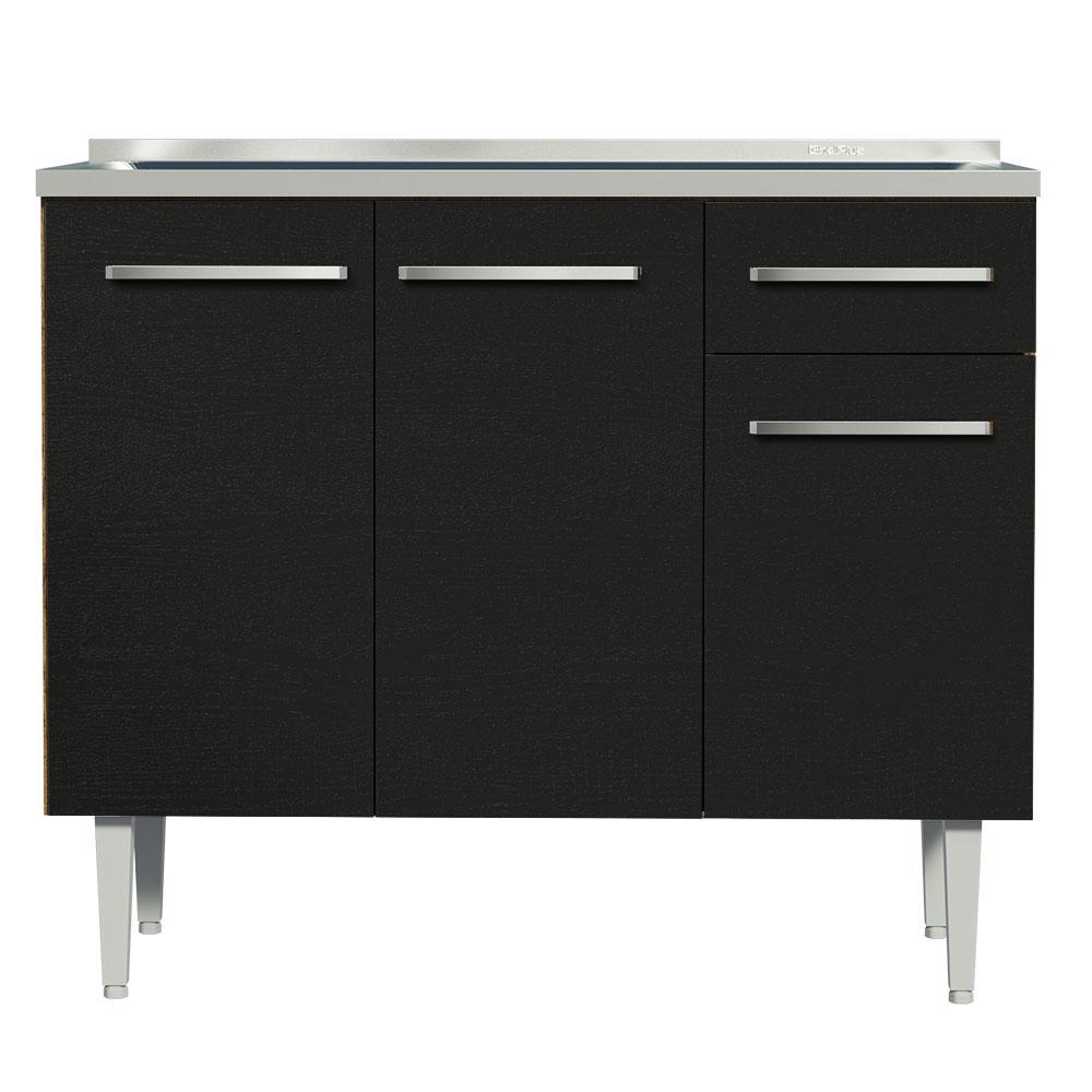 Foto 2 | Mueble De Cocina 3 Puertas Y 1 Cajón 105cm Emilly Madesa - Marron/negro