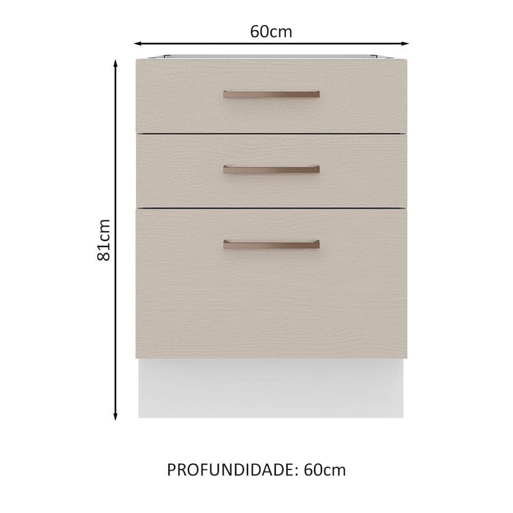 Foto 3 pulgar | Mueble De Cocina 60 X 60 Cm 3 Cajones Sin Tablero Agata Madesa