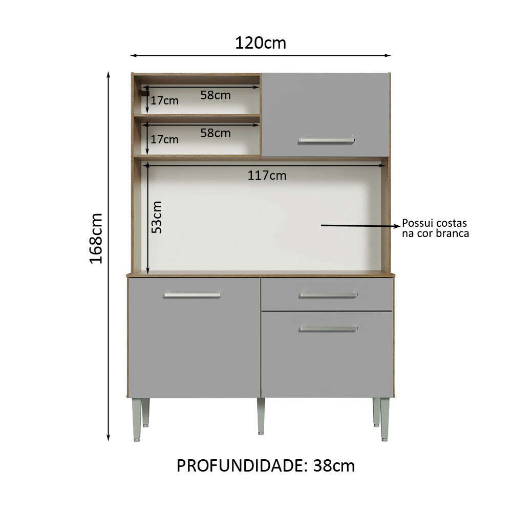 Foto 4 pulgar | Mueble de Cocina Compacta Madesa Life 120 cm