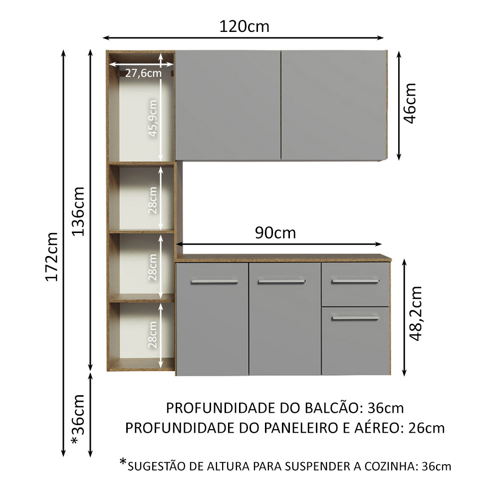 Foto 3 | Mueble de Cocina Compacta Ascendente Madesa Easy 120 cm - Con Encimera