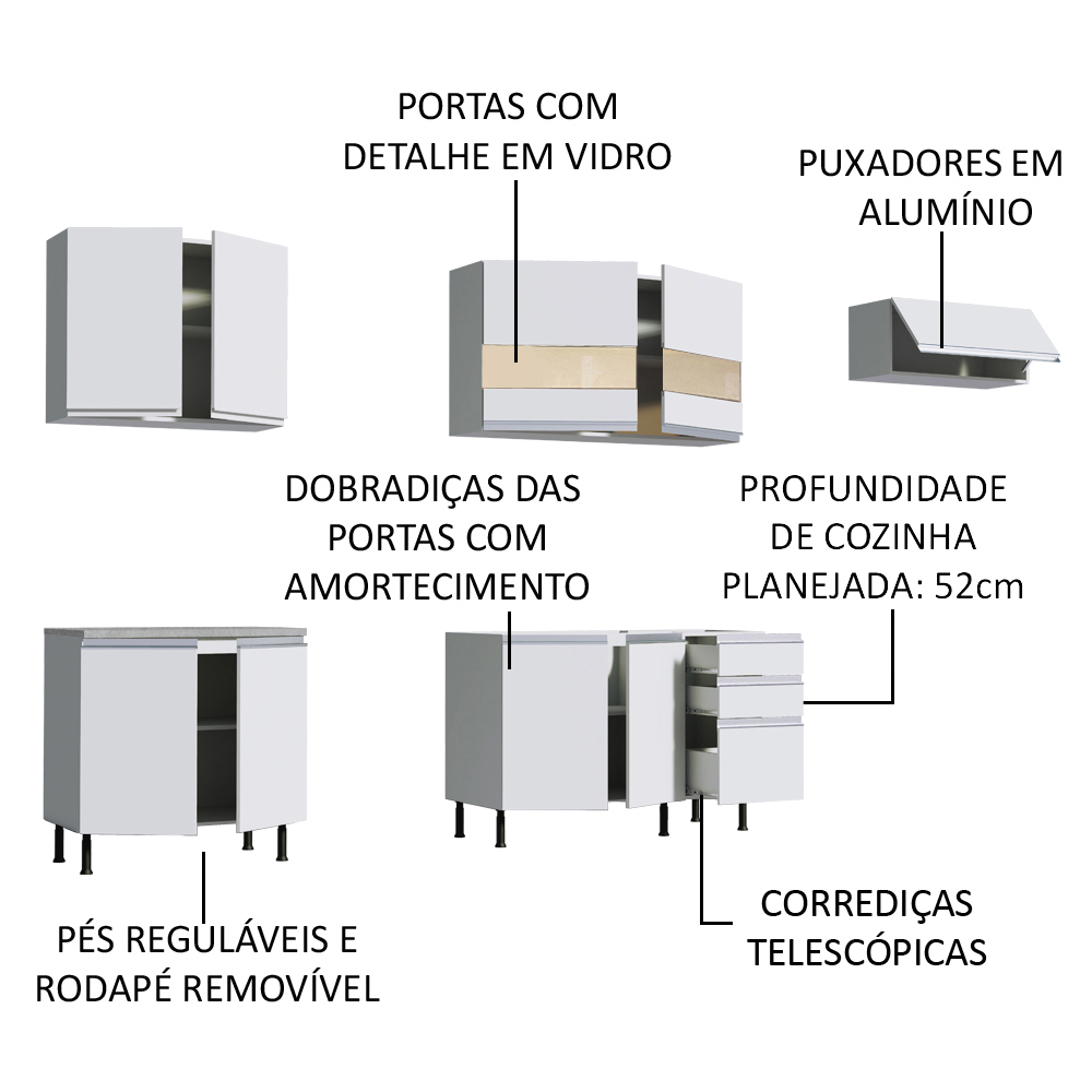 Foto 5 pulgar | Gabinete de Cocina Completa Madesa Marcela Blanca con Armario y Encimera- sin Encimera ni Fregadero