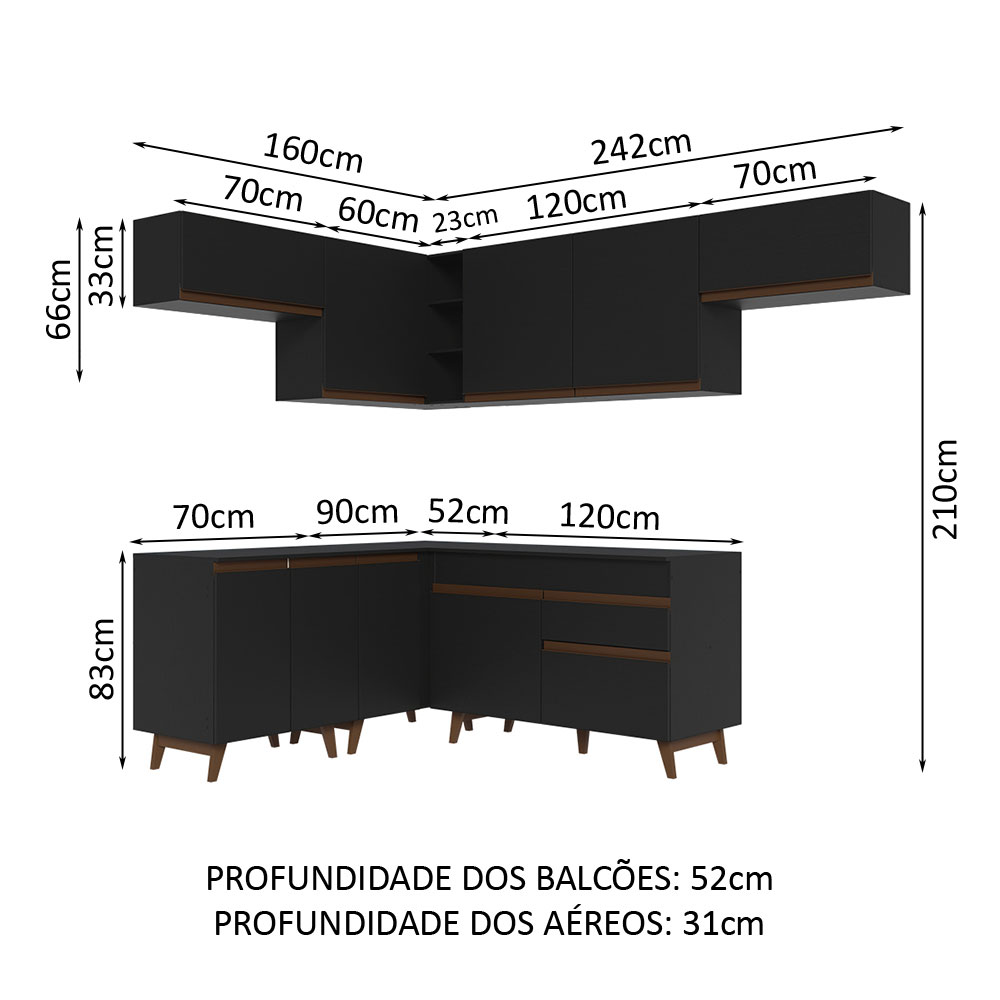 Foto 4 pulgar | Gabinete de Cocina Integral Completa de Esquinero Madesa Reims Negro