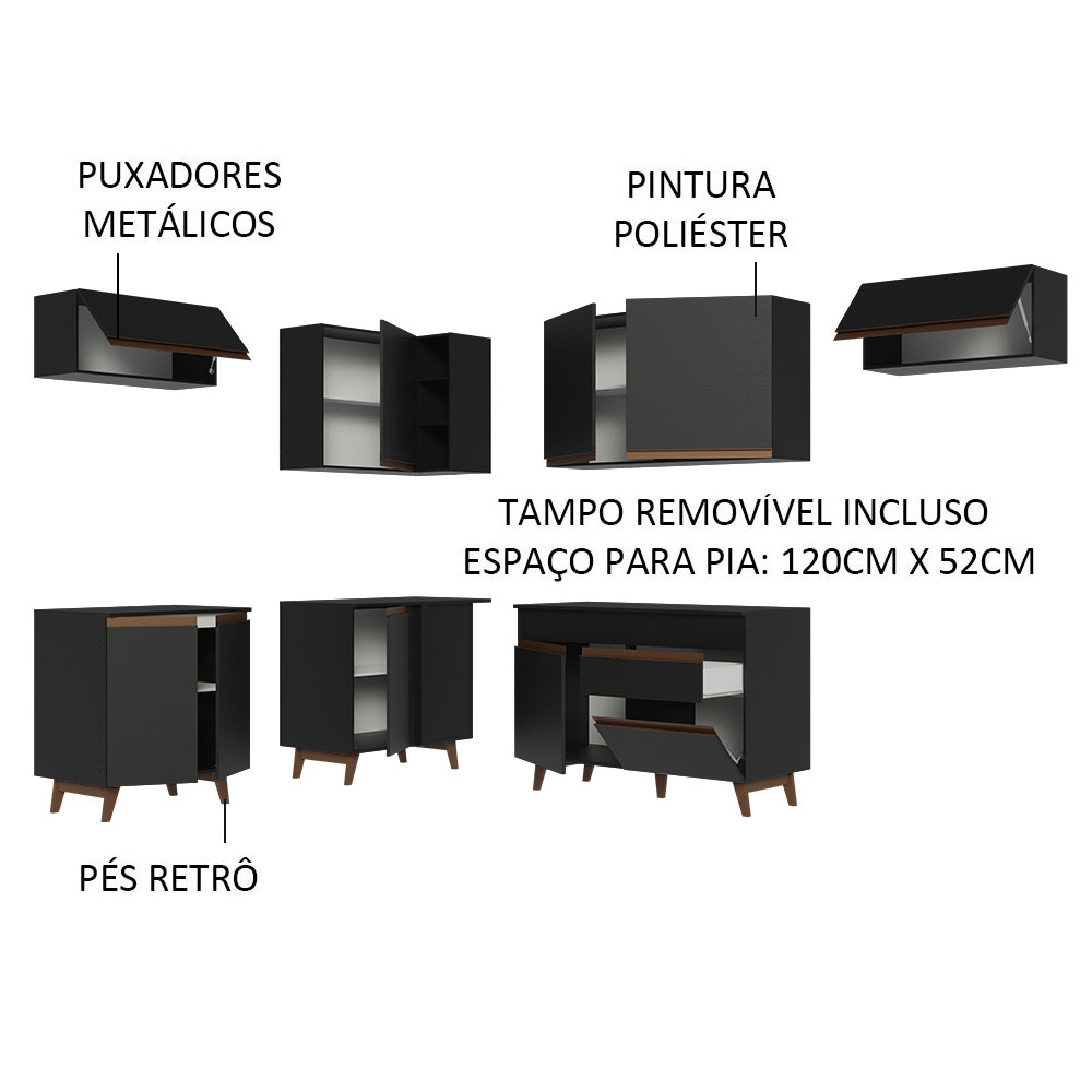 Foto 5 pulgar | Gabinete de Cocina Integral Completa de Esquinero Madesa Reims Negro