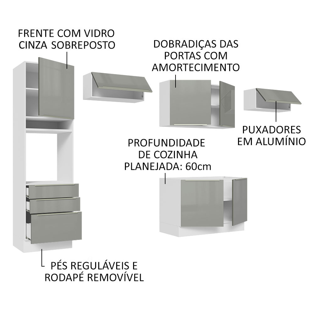 Foto 4 | Gabinete de Cocina Integral Completa Madesa Lux Blanco/Gris