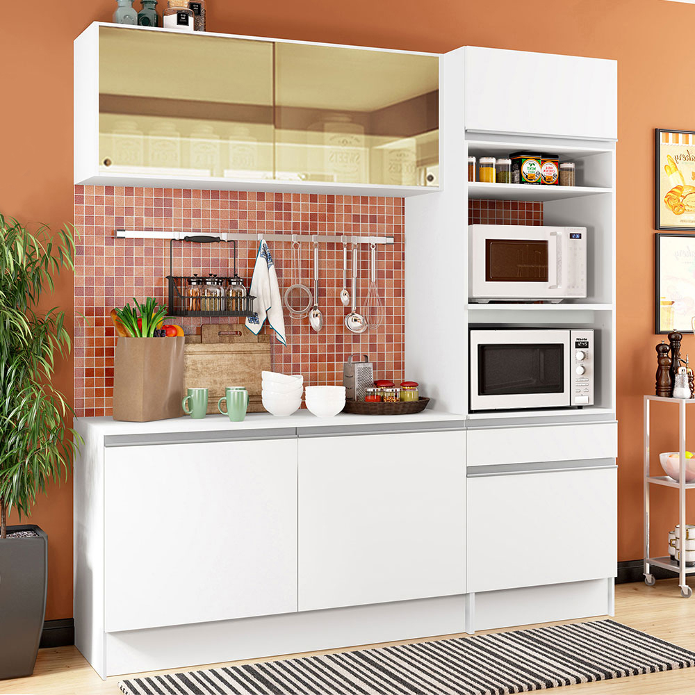 Gabinete de Cocina Integral Compacta Madesa con Armario Diamante Pop Blanco