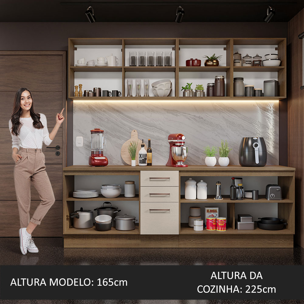 Foto 5 pulgar | Cocina Integral Madesa Ágata 240 cm x 60 cm de Profundidad - con Encimera