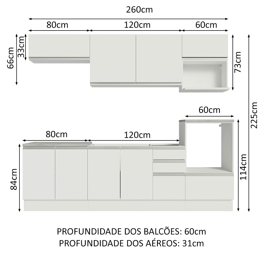 Foto 4 pulgar | Cocina Integral Madesa Agata 260 cm x 60 cm de Profundidad 02