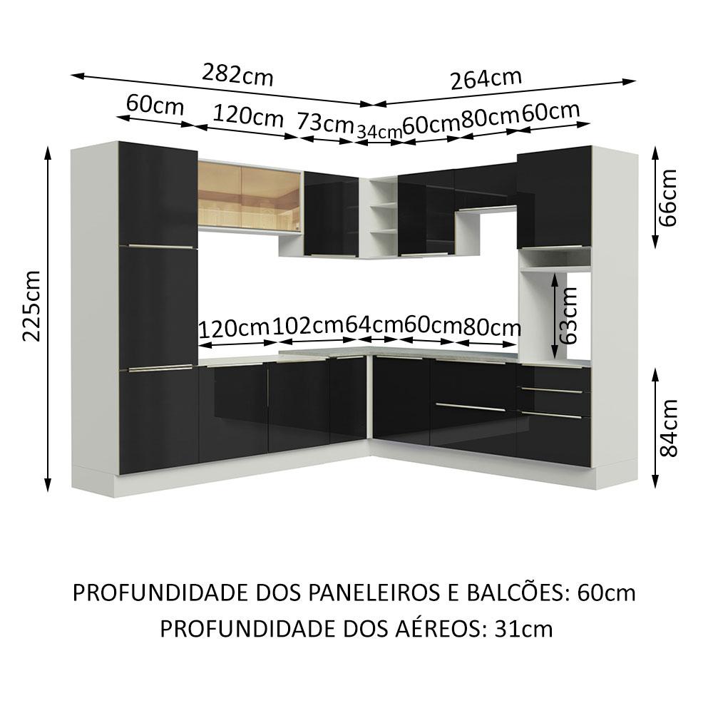 Foto 4 pulgar | Gabinete de Cocina Integral Completa de Esquinero Madesa 546 cm Lux Blanco y Negro 01