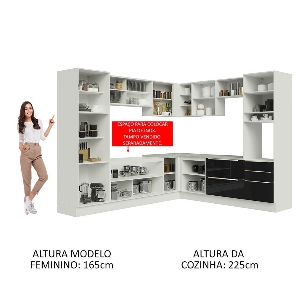 Foto 5 | Gabinete de Cocina Integral Completa de Esquinero Madesa 546 cm Lux Blanco y Negro 01