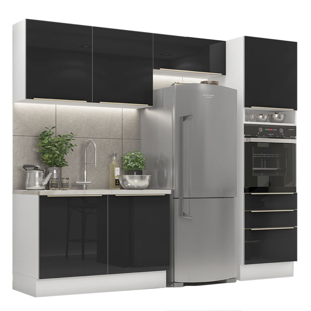 Foto 2 | Gabinete de Cocina Integral Completa Madesa 260 cm Lux Blanco Negro 05