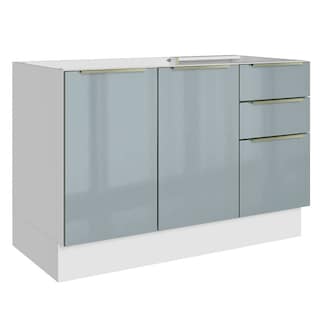 Foto 1 | Gabinete Bajo de Cocina para Fregadero Madesa de 120 cm 2 Puertas 3 Cajones sin Encimera Lux Blanco y Gris