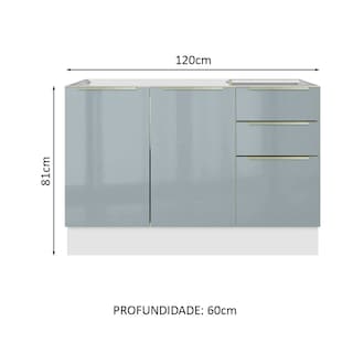 Foto 2 | Gabinete Bajo de Cocina para Fregadero Madesa de 120 cm 2 Puertas 3 Cajones sin Encimera Lux Blanco y Gris