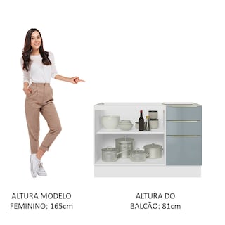 Foto 4 | Gabinete Bajo de Cocina para Fregadero Madesa de 120 cm 2 Puertas 3 Cajones sin Encimera Lux Blanco y Gris