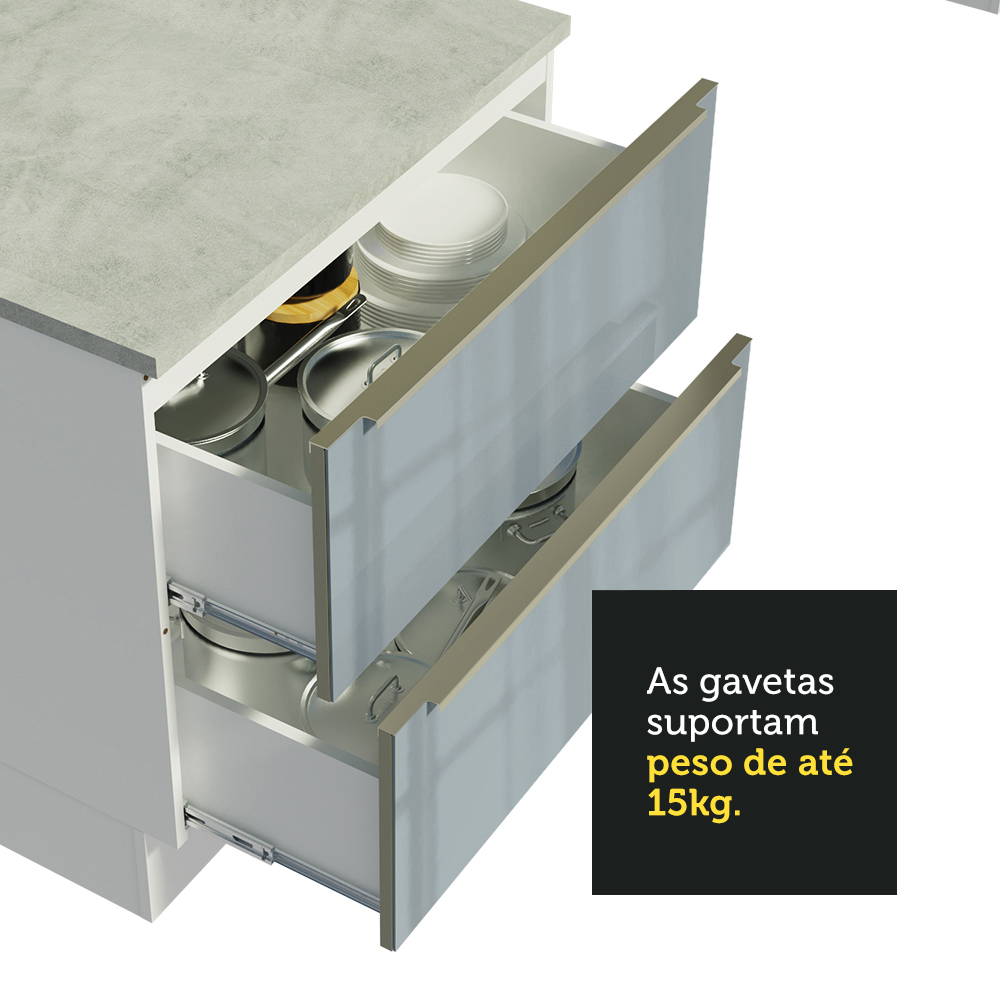 Foto 9 pulgar | Gabinete Bajo de Cocina para Fregadero Madesa de 120 cm 2 Puertas 3 Cajones sin Encimera Lux Blanco y Gris