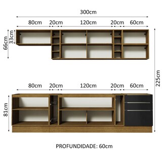 Foto 3 | Gabinete de Cocina Integral Completa Madesa 300 cm Lux Sabrina Rústico Negro