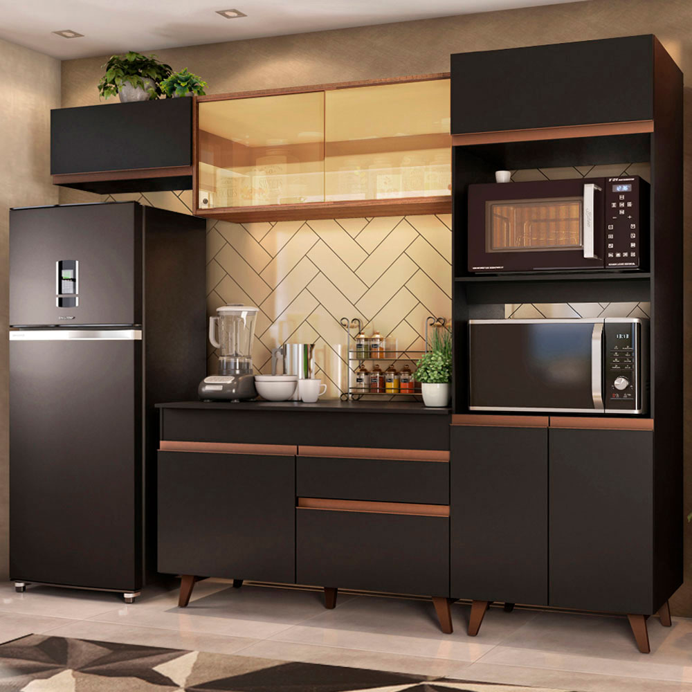 Foto 1 | Gabinete de Cocina Integral Madesa 260 cm Reims Negro Rústico 01