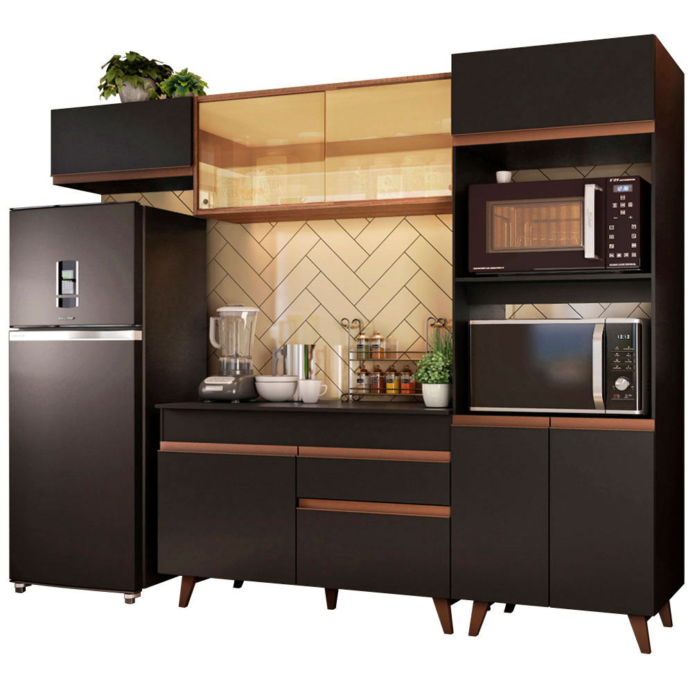 Foto 3 pulgar | Gabinete de Cocina Integral Madesa 260 cm Reims Negro Rústico 01
