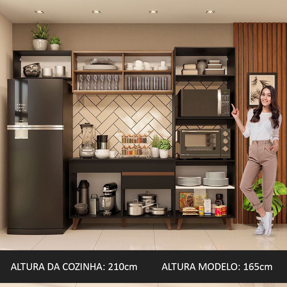 Foto 6 pulgar | Gabinete de Cocina Integral Madesa 260 cm Reims Negro Rústico 01