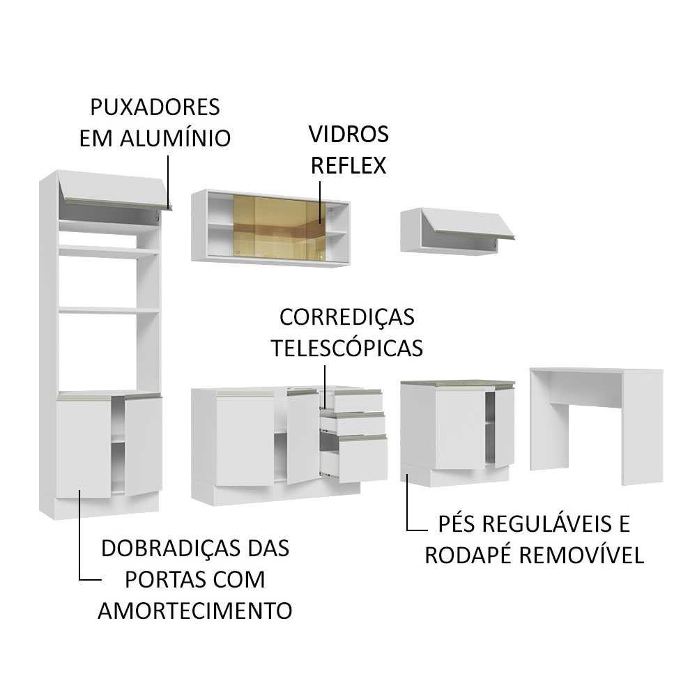 Foto 5 pulgar | Gabinete de Cocina Integral Completa Madesa 315 cm Glamy Blanco 01