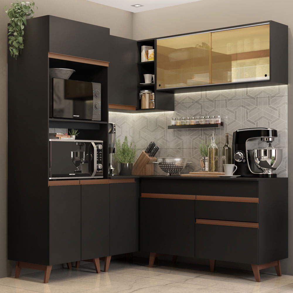 Foto 2 pulgar | Gabinete de Cocina Integral Completa de Esquinero Madesa 332 cm Reims Negro 01