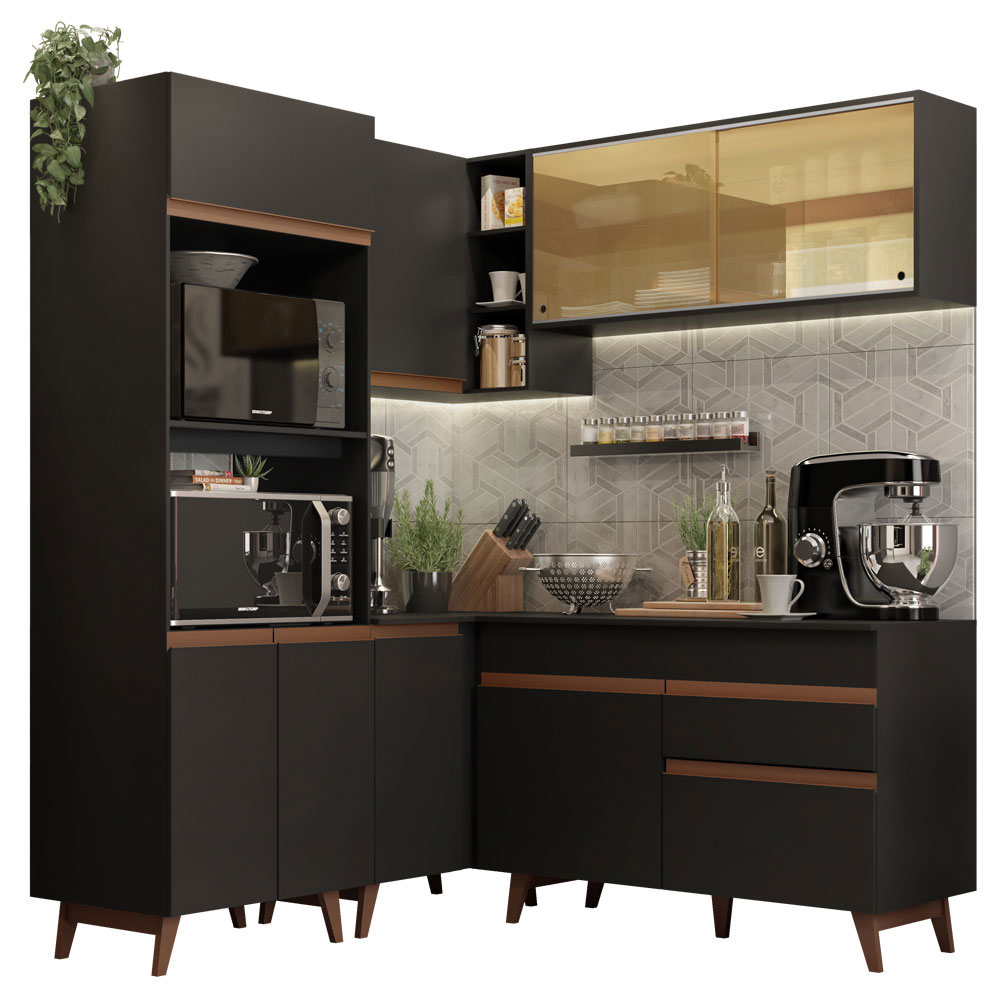 Foto 3 pulgar | Gabinete de Cocina Integral Completa de Esquinero Madesa 332 cm Reims Negro 01