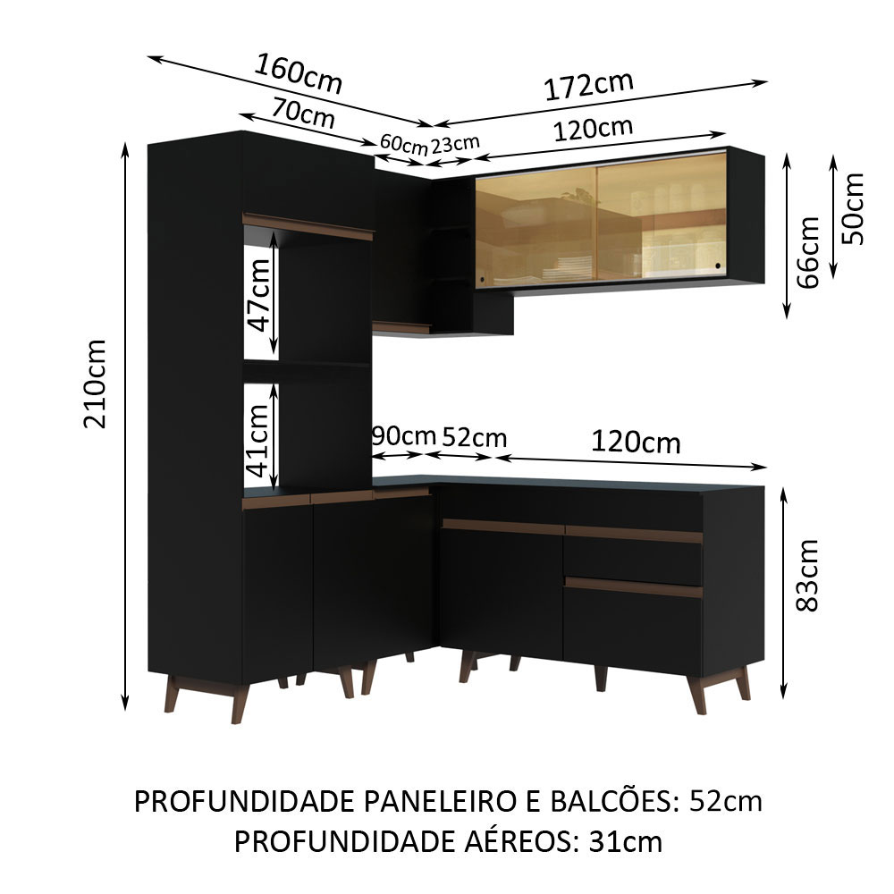 Foto 4 pulgar | Gabinete de Cocina Integral Completa de Esquinero Madesa 332 cm Reims Negro 01