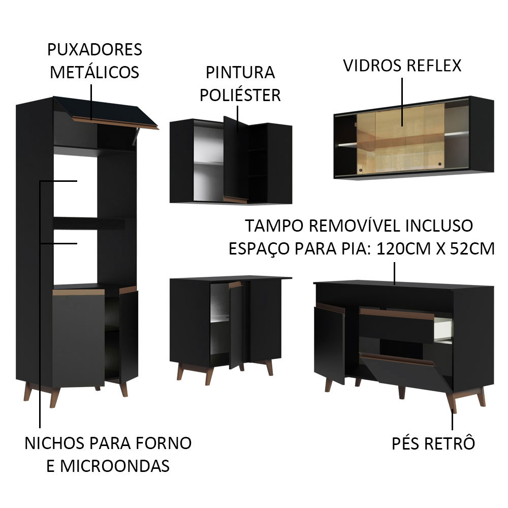 Foto 5 pulgar | Gabinete de Cocina Integral Completa de Esquinero Madesa 332 cm Reims Negro 01