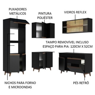 Foto 4 | Gabinete de Cocina Integral Completa de Esquinero Madesa 332 cm Reims Negro 01