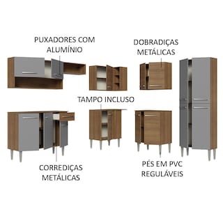 Foto 4 | Cocina Integral Madesa GCEM417002J1 Gris de 417 Cm