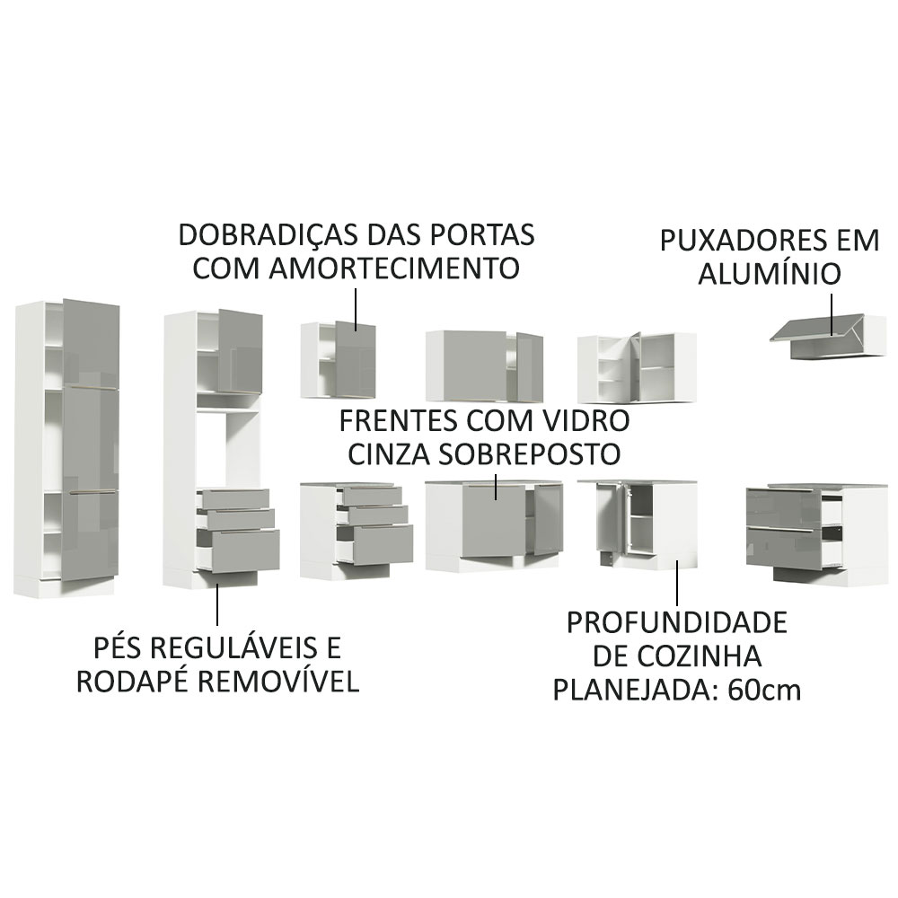 Foto 5 pulgar | Cocina Integral Madesa GCLX5460059R Gris de 546 Cm