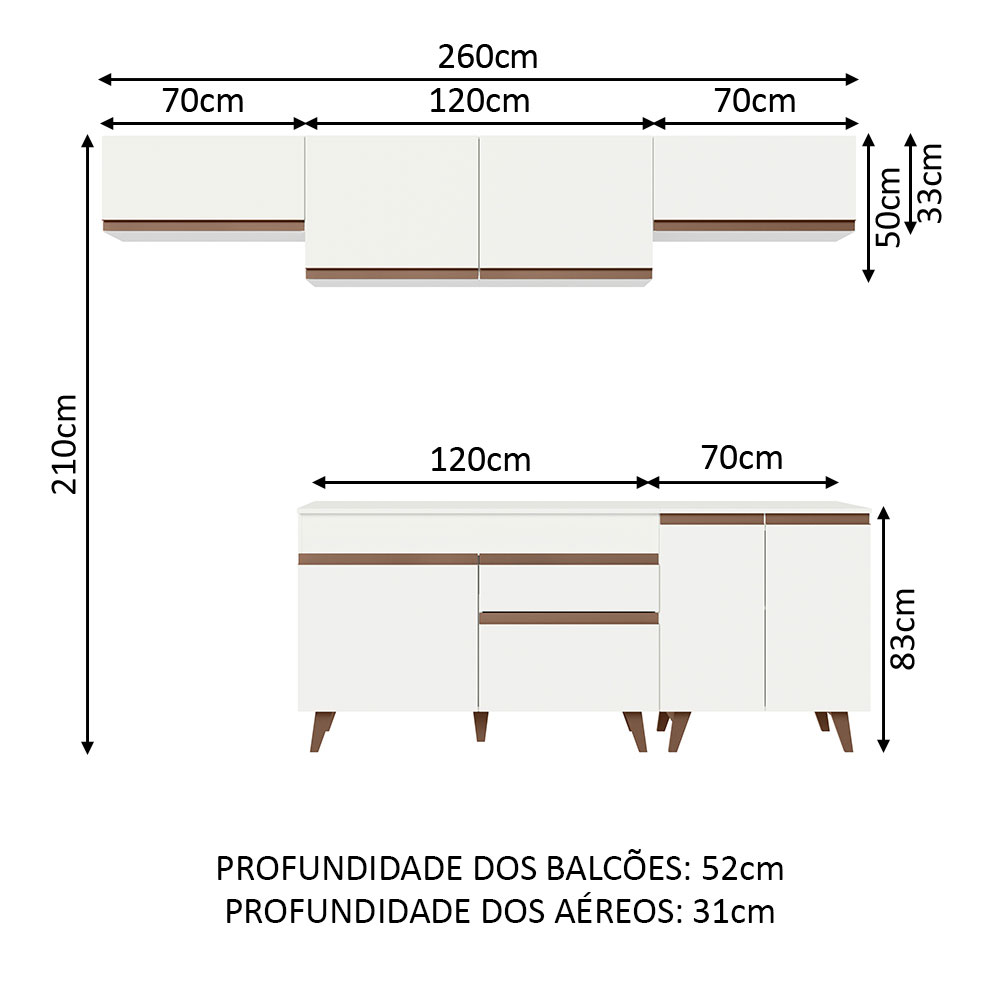 Foto 4 pulgar | Cocina Integral Madesa GRRM26001009 Blanca de 260 Cm