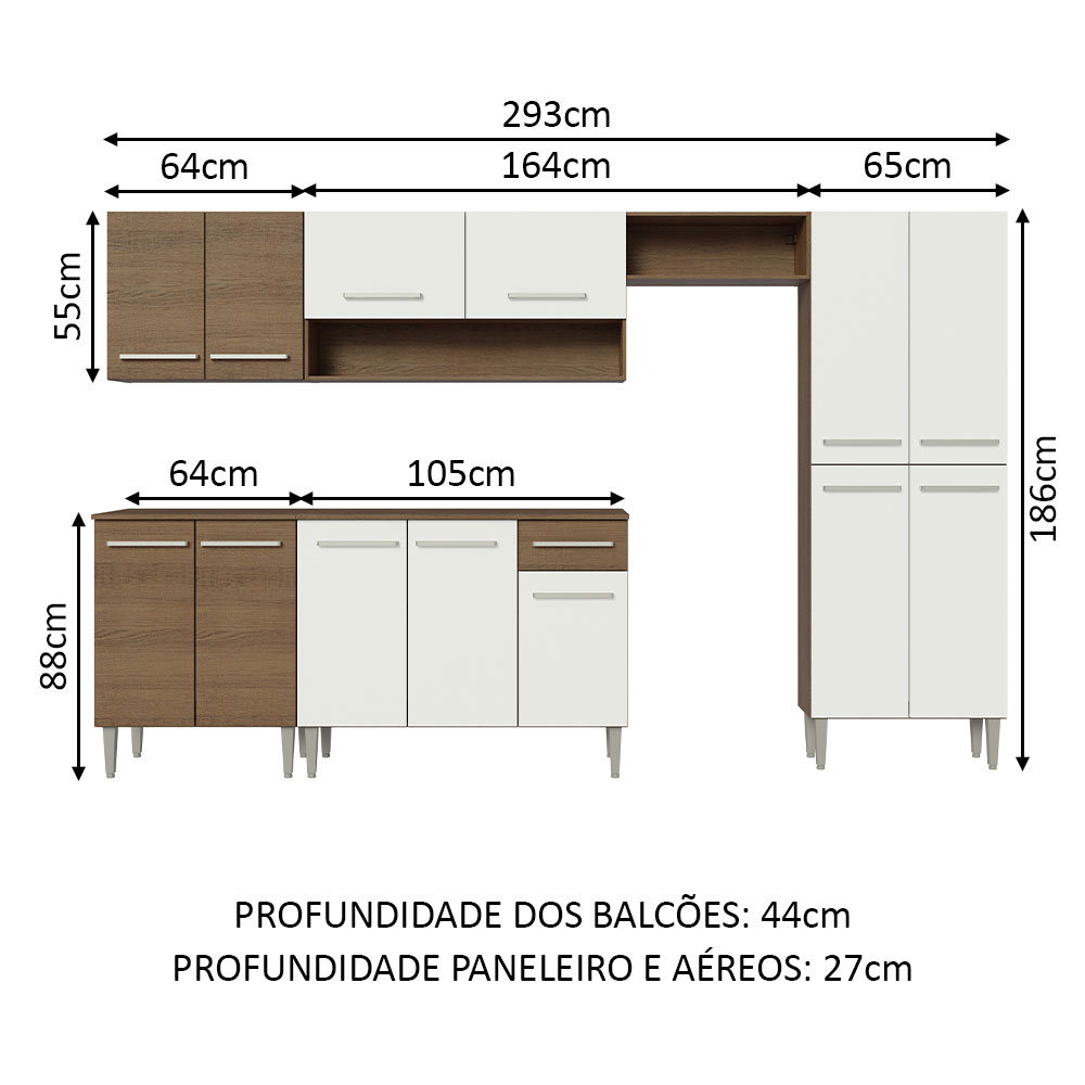 Foto 4 pulgar | Cocina Integral Madesa GREM2930109B Blanca de 293 Cm