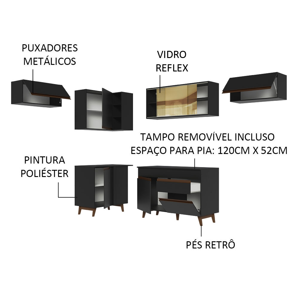 Foto 5 pulgar | Cocina Integral Madesa GCRM4020048N Negra de 402 Cm