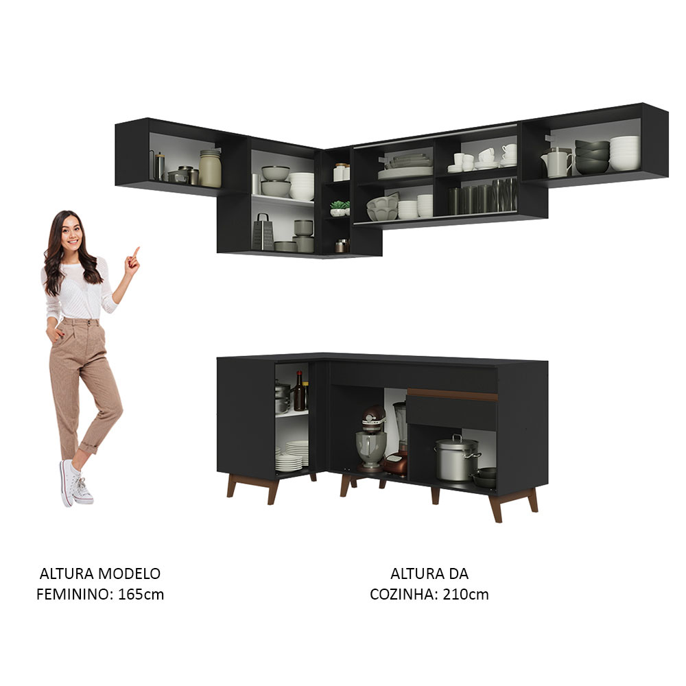 Foto 6 pulgar | Cocina Integral Madesa GCRM4020048N Negra de 402 Cm