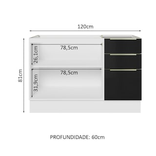 Foto 3 | Gabinete de Fregadero Madesa Negro con 2 Puertas