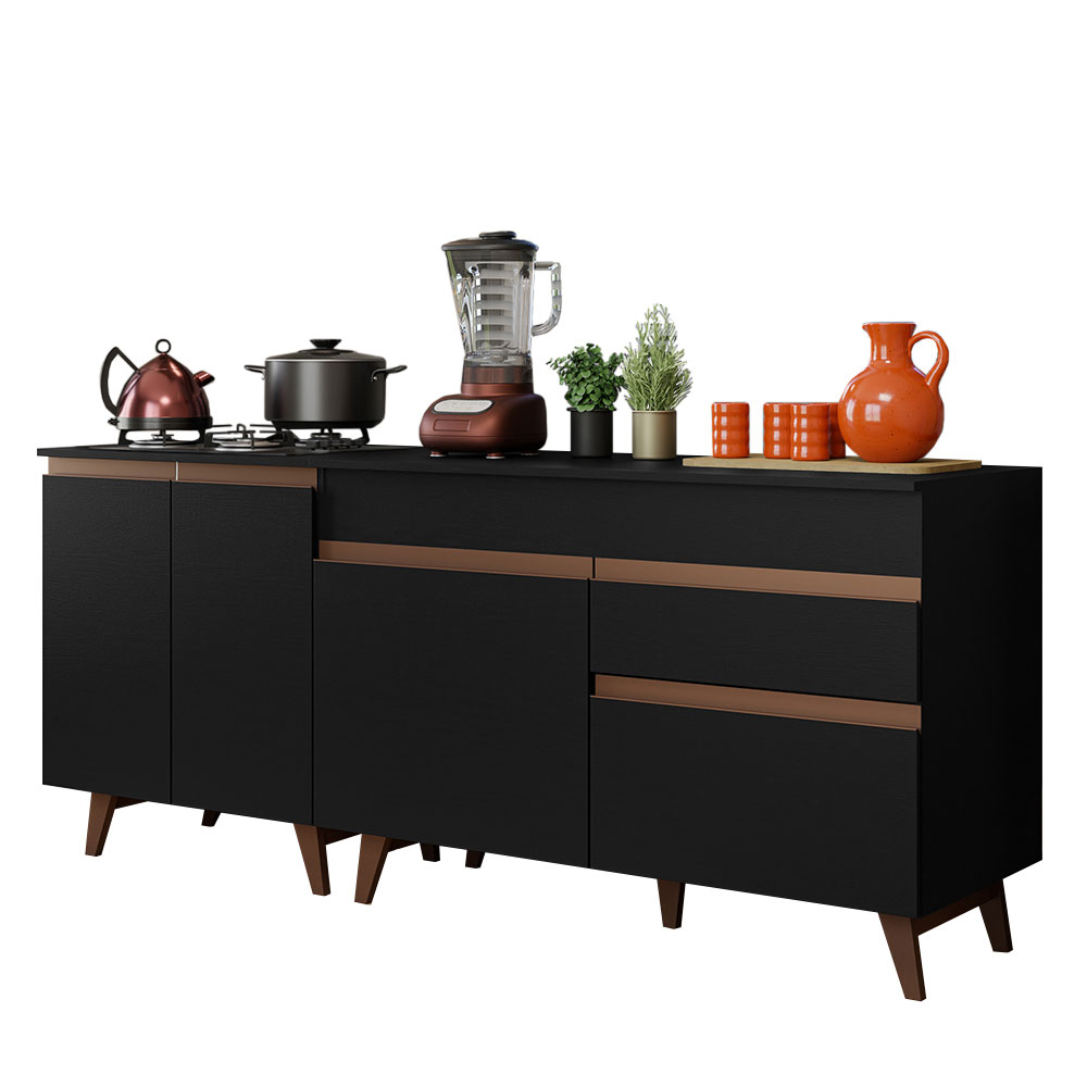 Mueble para Cocina Madesa Negro de 4 Puertas