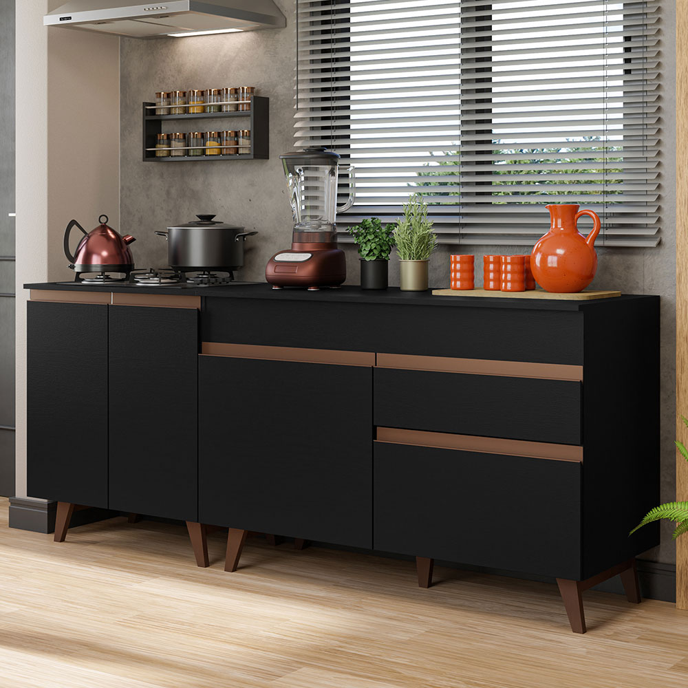 Foto 3 pulgar | Mueble para Cocina Madesa Negro de 4 Puertas