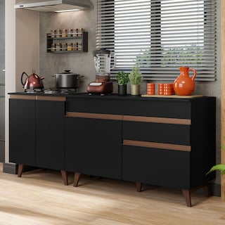 Foto 2 | Mueble para Cocina Madesa Negro de 4 Puertas