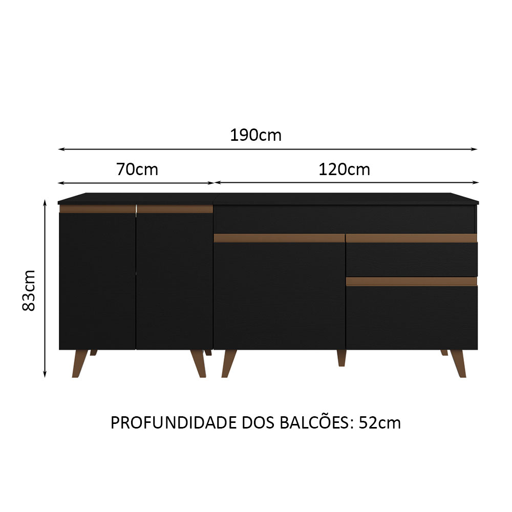 Foto 3 | Mueble para Cocina Madesa Negro de 4 Puertas