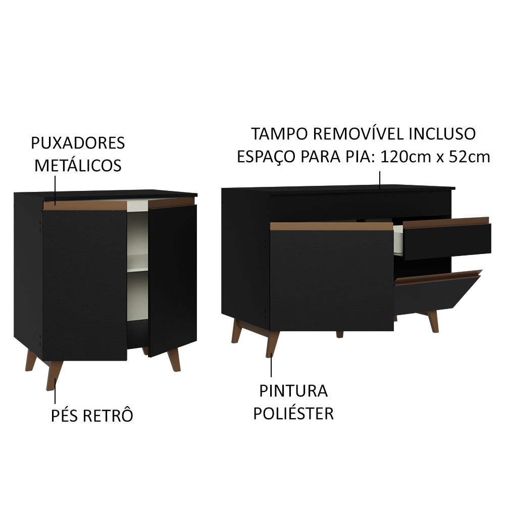 Foto 5 pulgar | Mueble para Cocina Madesa Negro de 4 Puertas