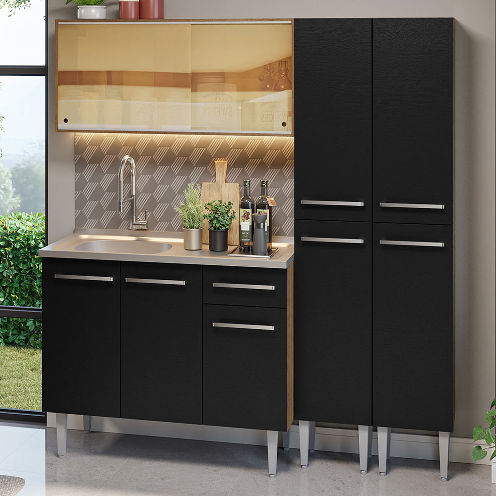 Foto 2 | Cocina Integral Madesa GREM1690127K Negra 169 Cm